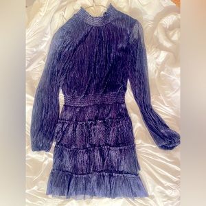 SMALL EXPRESS NAVY DRESS RUFFLED A-LINE AND SHIMMER